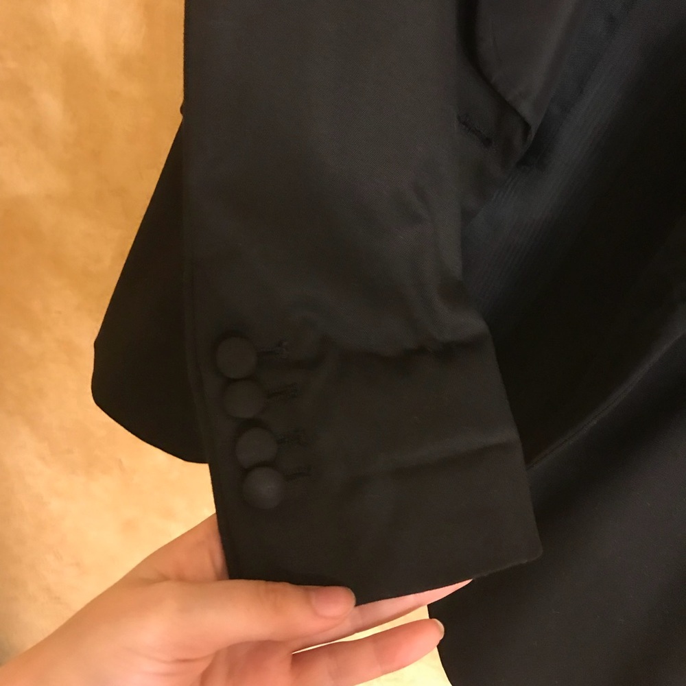 Zara Basic Long One Button Black Blazer - image 4